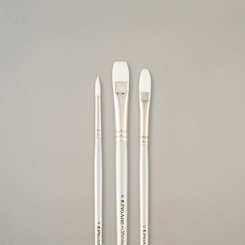 Pro Arte W6 Sterling Acrylix Oil & Acrylic Brush Set in Wallet