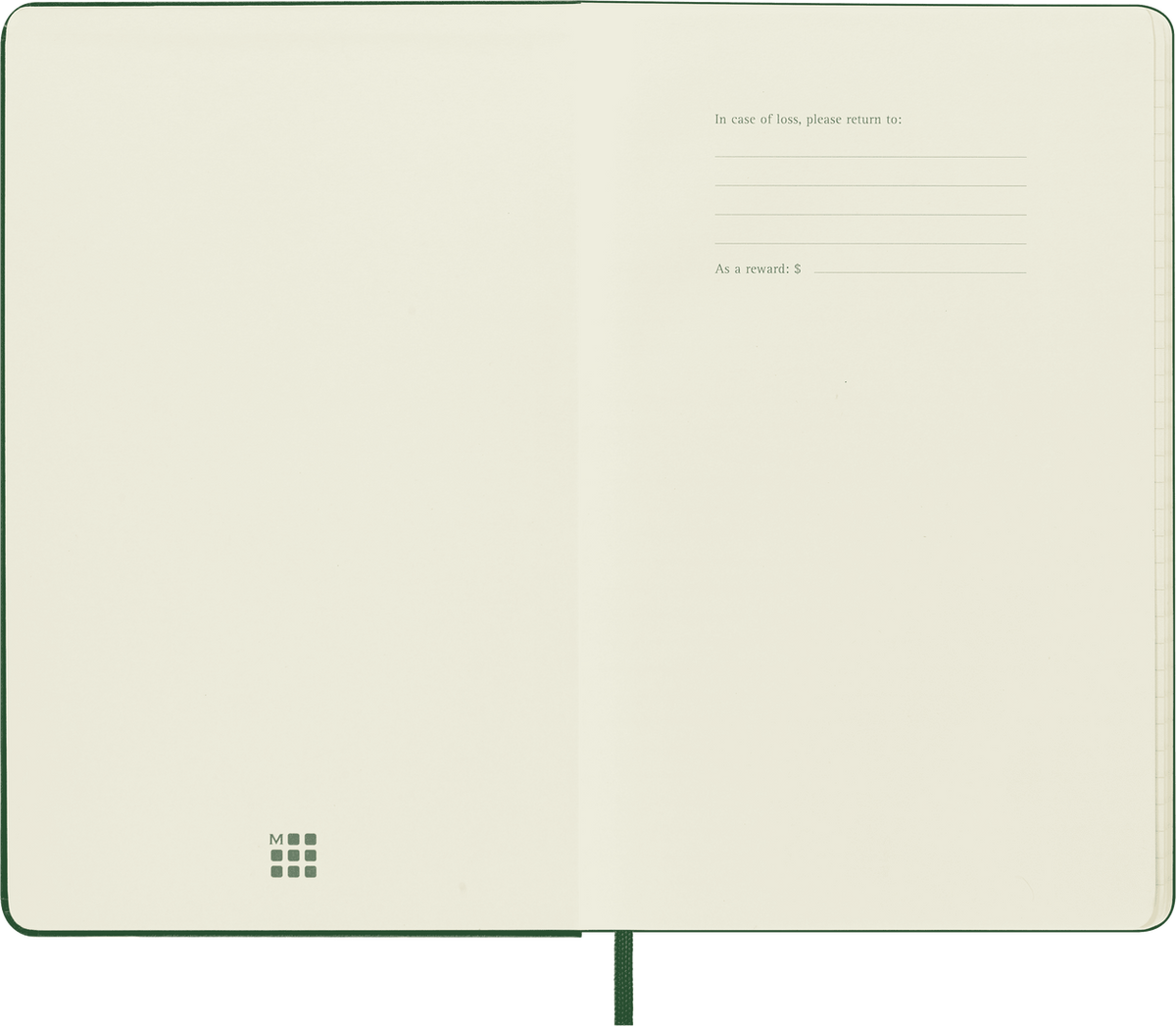 Moleskine Classic Notebook – Large, Plain, Hard Cover, Myrtle Green
