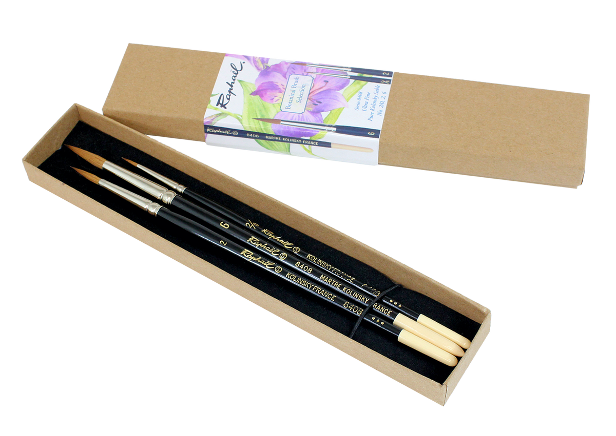 Raphaël Botanical Kolinsky Sable Brush Set of 3, Series 8408 – Sizes 2/0, 2 and 6