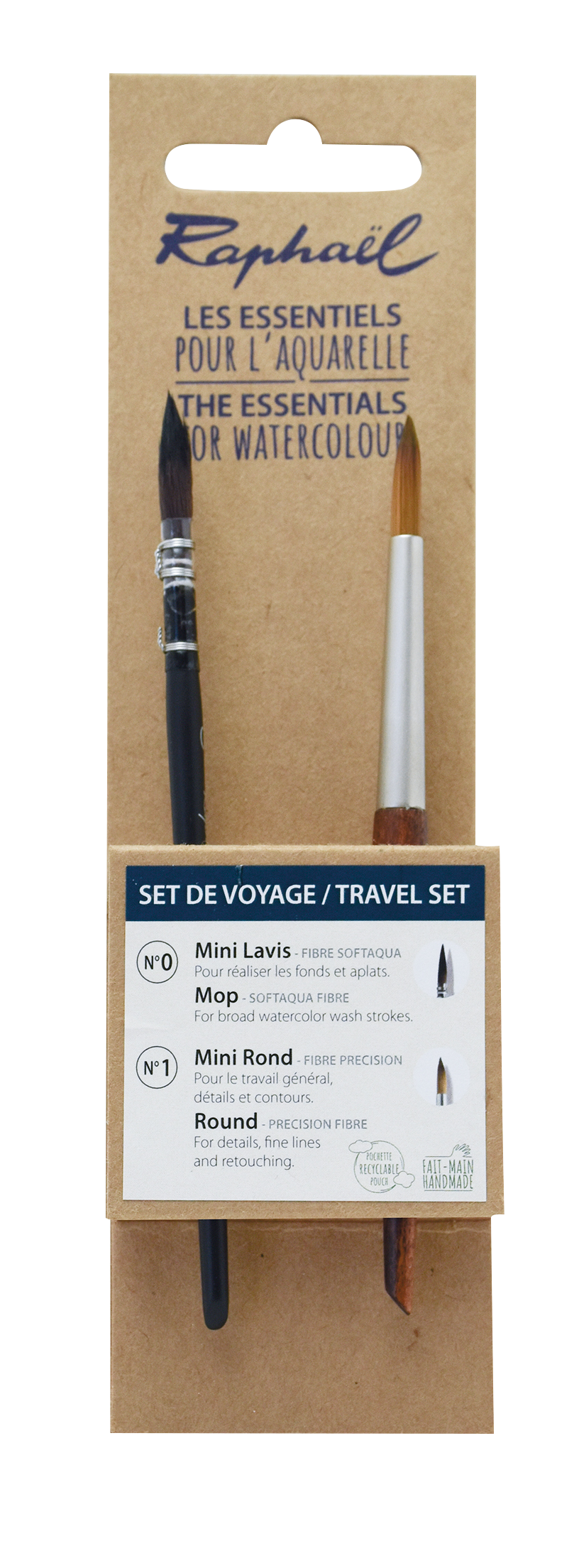 Raphaël Green Brush Set – Travel, 2 Short-Handled Brushes