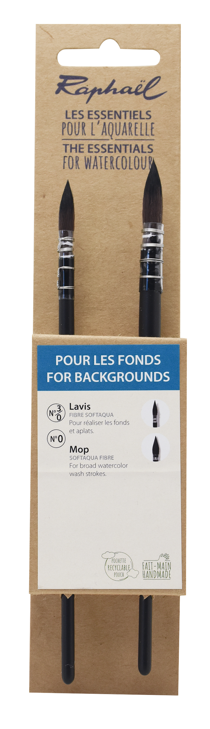 Raphaël Green Brush Set – Backgrounds, 2 Short-Handled Brushes