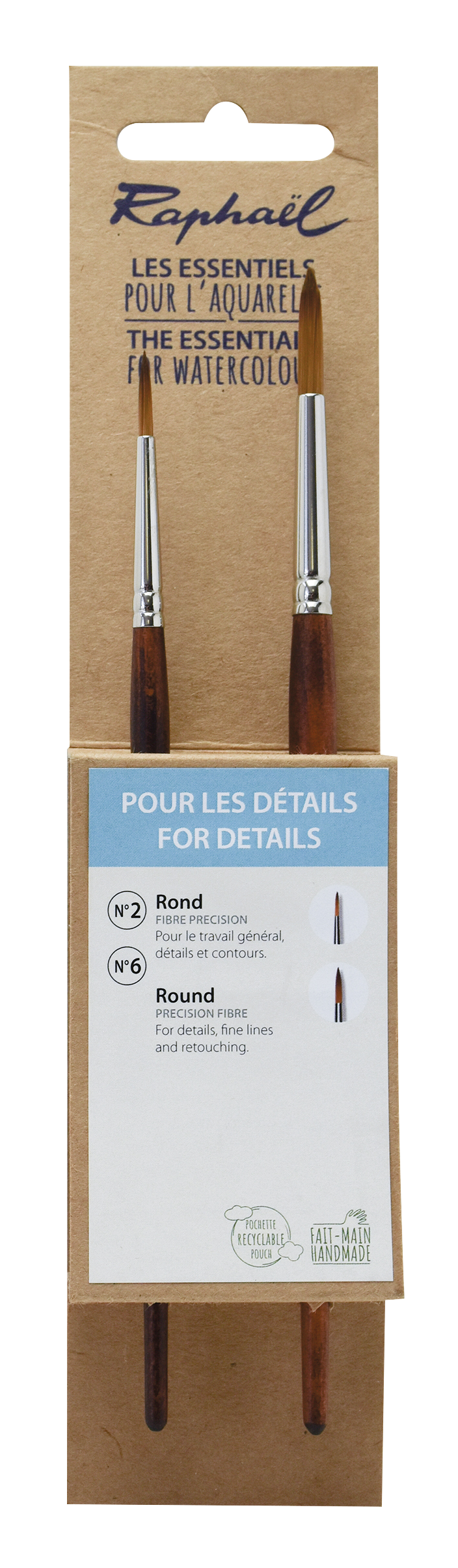 Raphaël Green Brush Set – Detail, 2 Short-Handled Brushes