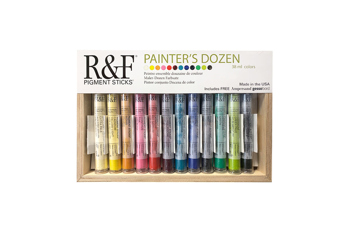 R&F Pigment Stick Painter's Dozen Set 1 with Panel