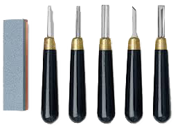 RGM Student Lino Tool Set – 5 Tools and Sharpening Stone