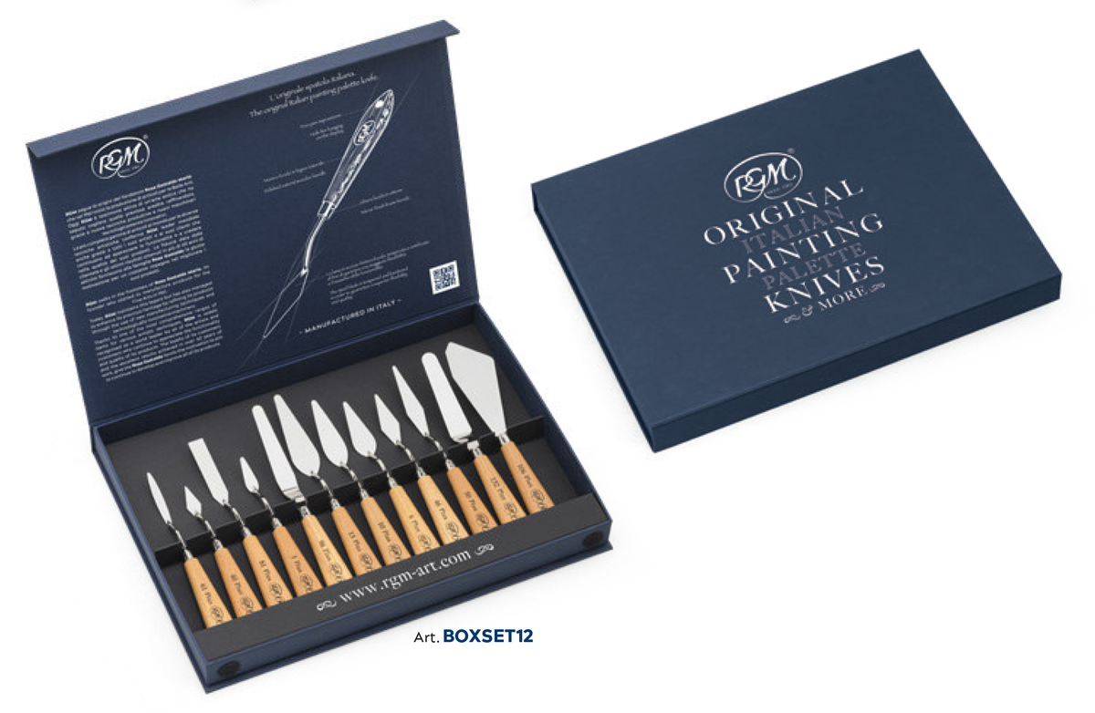 RGM Wooden Handle Palette Knife Presentation Box of 12