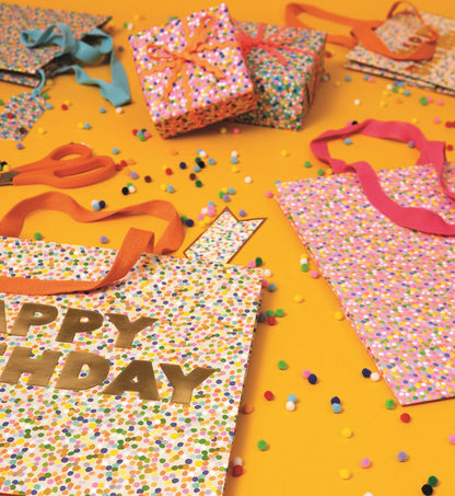 Spotty Blue Wrapping Paper – wrapped gift