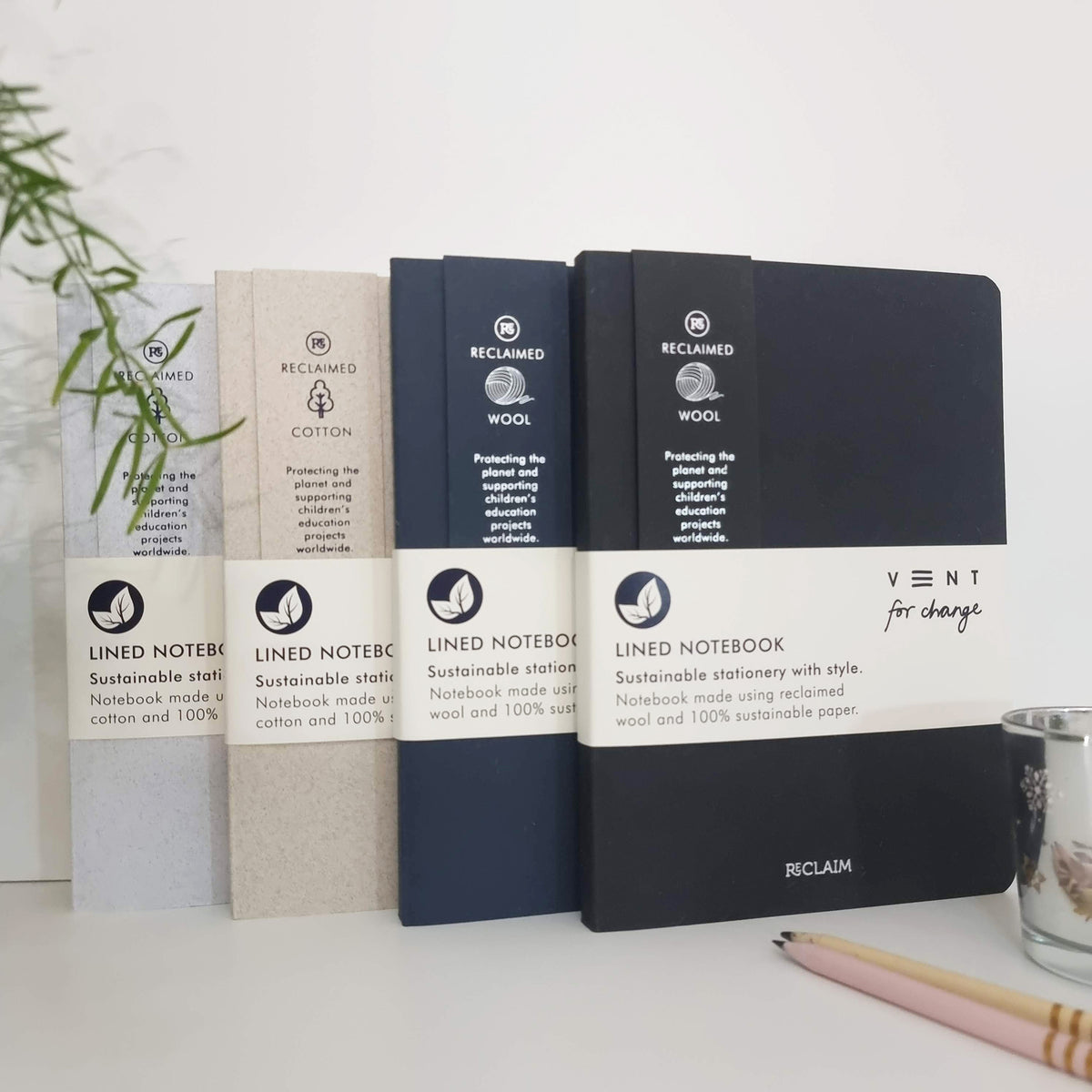 VENT RECLAIM A5 Notebook, Reclaimed Cotton Cover – Pearl
