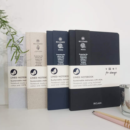 VENT RECLAIM A5 Notebook, Reclaimed Cotton Cover – White