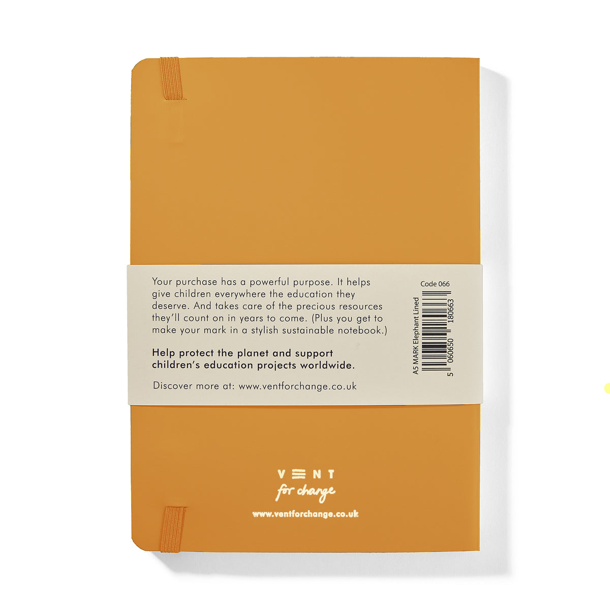 VENT Make a Mark A5 Recycled Leather Lined Notebook – Mustard Yellow