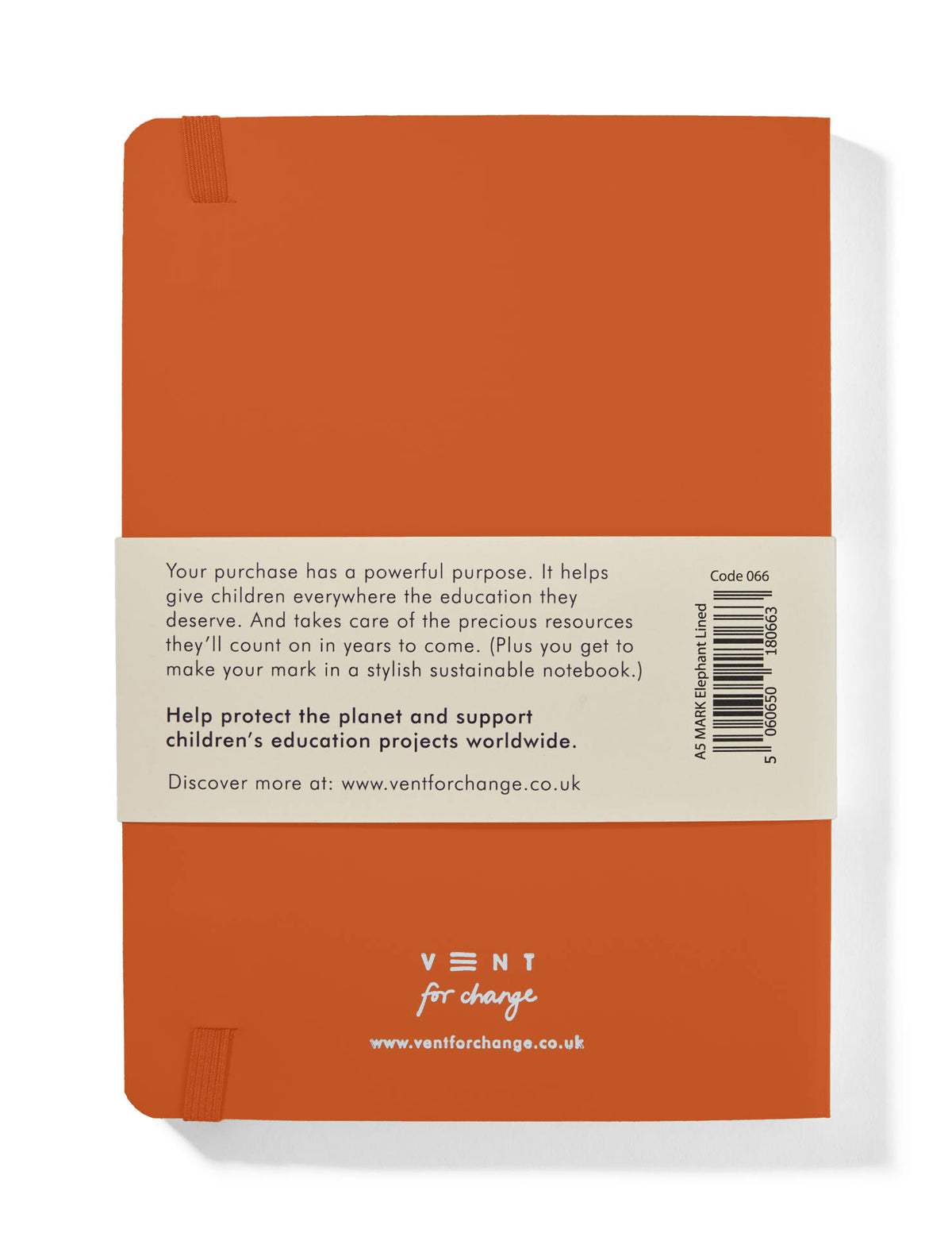 VENT Make a Mark A5 Recycled Leather Lined Notebook – Burnt Orange