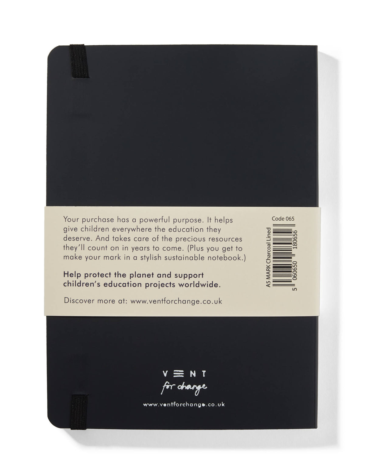 VENT Make a Mark A5 Recycled Leather Lined Notebook – Charcoal