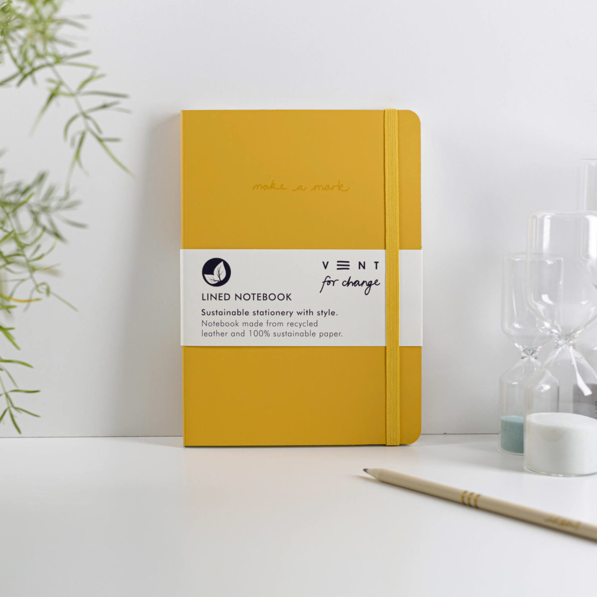 VENT Make a Mark A5 Recycled Leather Lined Notebook – Mustard Yellow