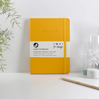 VENT Make a Mark A5 Recycled Leather Lined Notebook – Mustard Yellow