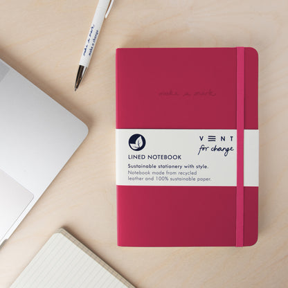 VENT Make a Mark A5 Recycled Leather Lined Notebook – Raspberry Pink