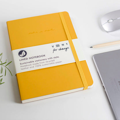 VENT Make a Mark A5 Recycled Leather Lined Notebook – Mustard Yellow