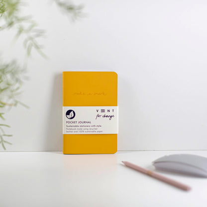 VENT Make a Mark A6 Recycled Leather Pocket Journal – Mustard Yellow