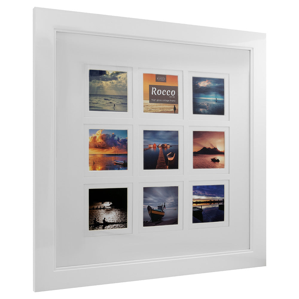 Kenro Rocco High Gloss 9-photo frame White angled