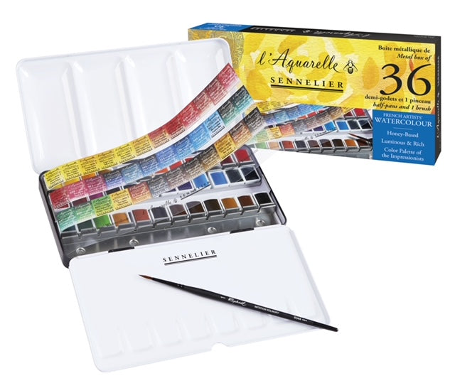 Sennelier Artist Watercolour Classic Set – Metal Tin of 36 Half Pans