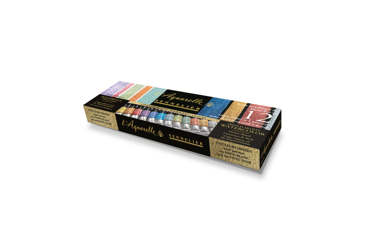 Sennelier Artist Watercolour Iridescent Set – Metal Tin of 12 x 10ml Tubes