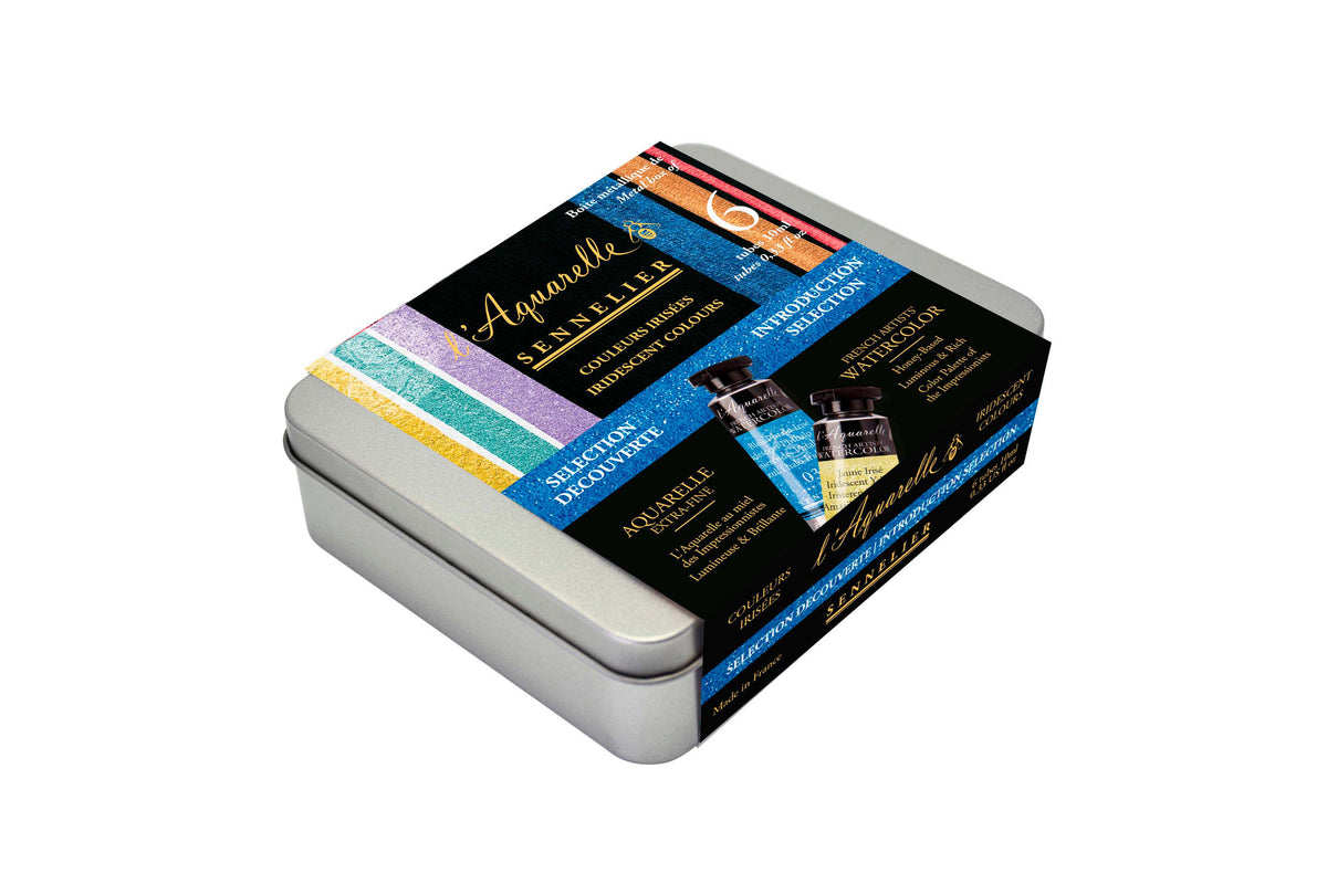 Sennelier Artist Watercolour Iridescent Introduction Set – Metal Tin of 6 x 10ml Tubes
