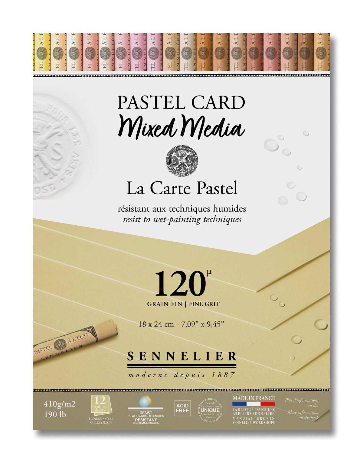 Sennelier Pastel Card Mixed Media Pad 18 x 24cm – Naples Yellow