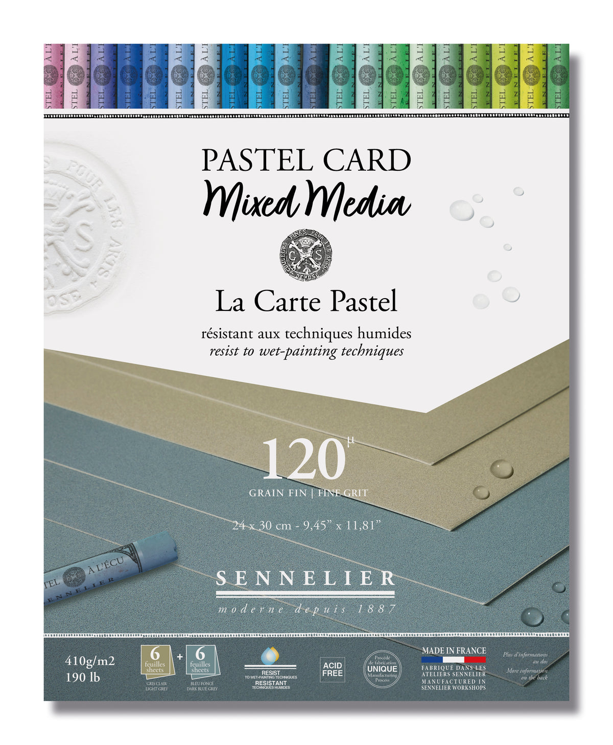 Sennelier Pastel Card Mixed Media Pad 24 x 30cm – Shades of Grey