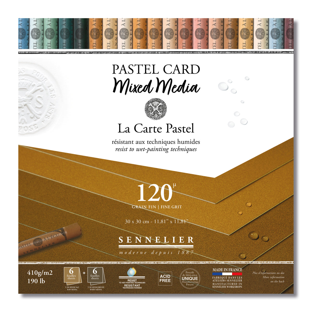 Sennelier Pastel Card Mixed Media Pad 30 x 30cm – Earth Tones