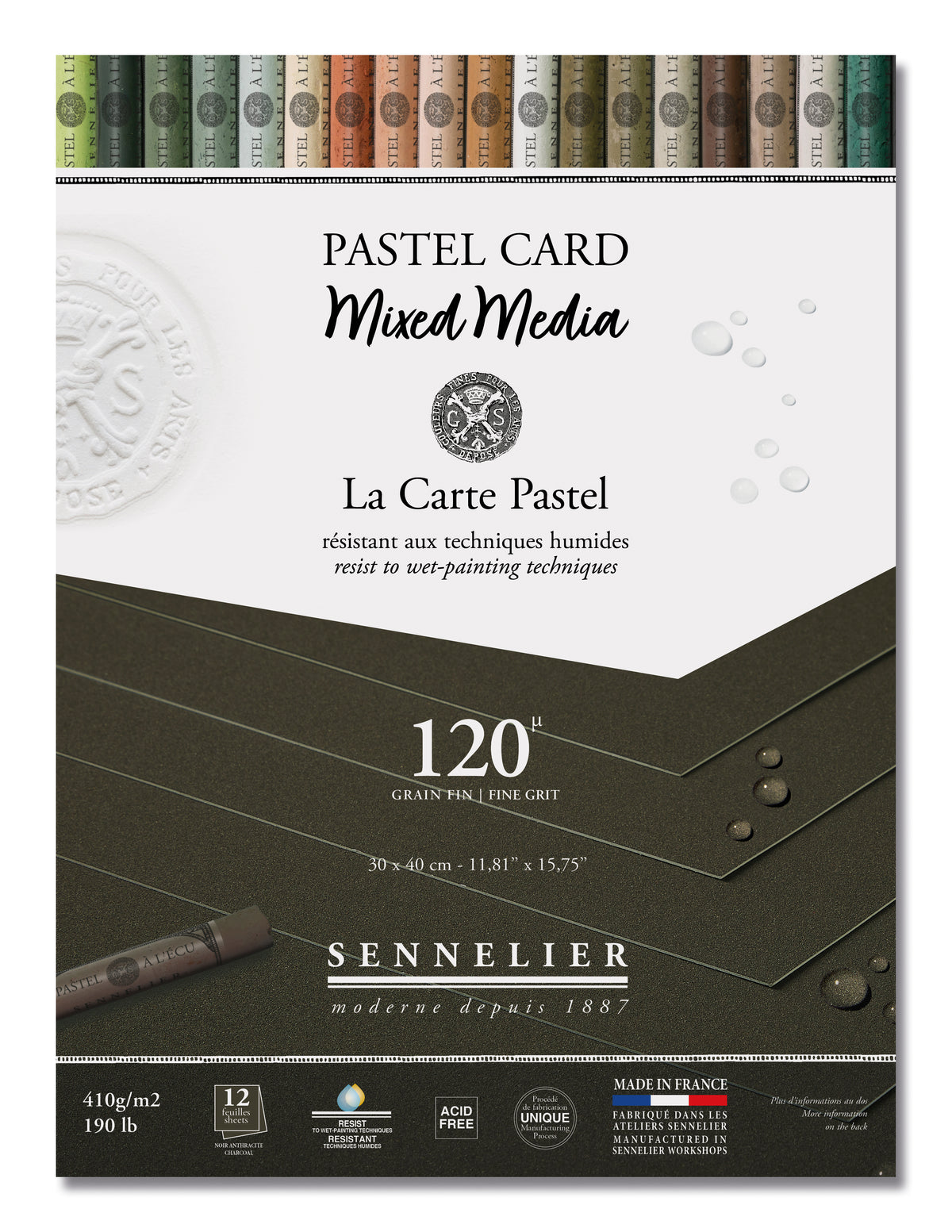 Sennelier Pastel Card Mixed Media Pad 30 x 40cm – Charcoal