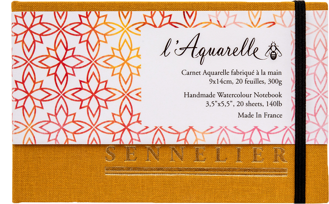 Sennelier Watercolour Book 300gsm, 20 Sheets 9 x 14cm – Yellow Cover