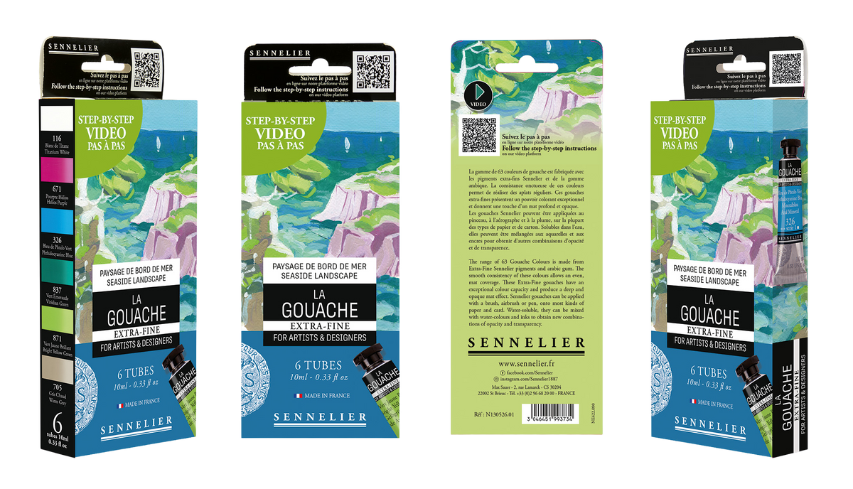 Sennelier Artist Gouache Set, 6 x 10ml Tubes – Seaside Landscape