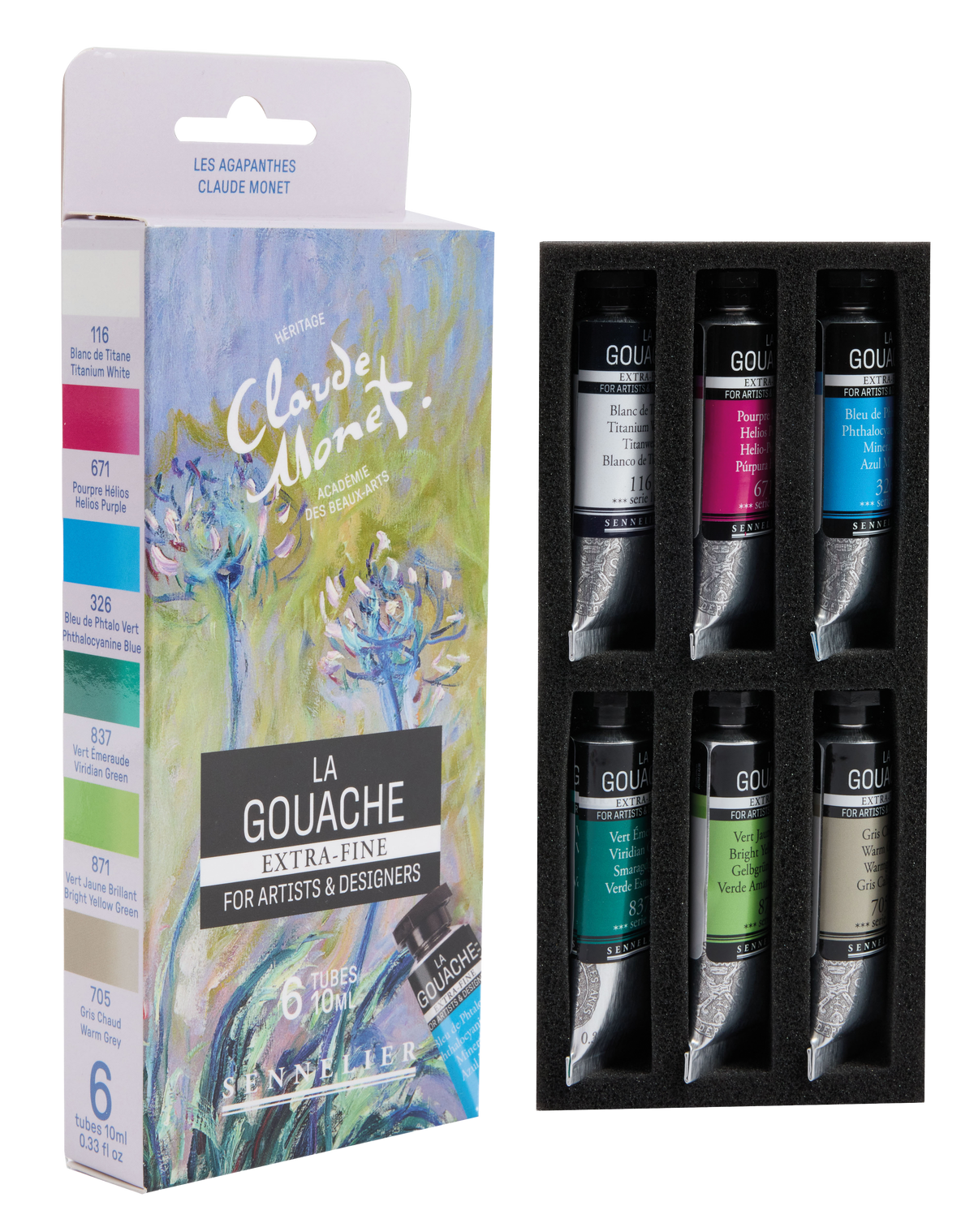 Sennelier Artist Gouache Set, 6 x 10ml Tubes – Claude Monet Agapanthus