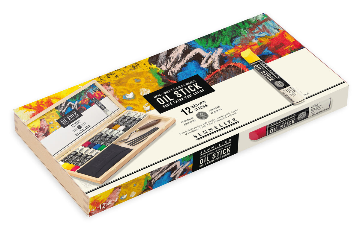 Sennelier Oil Stick Wooden Box Set – 12 x 38ml