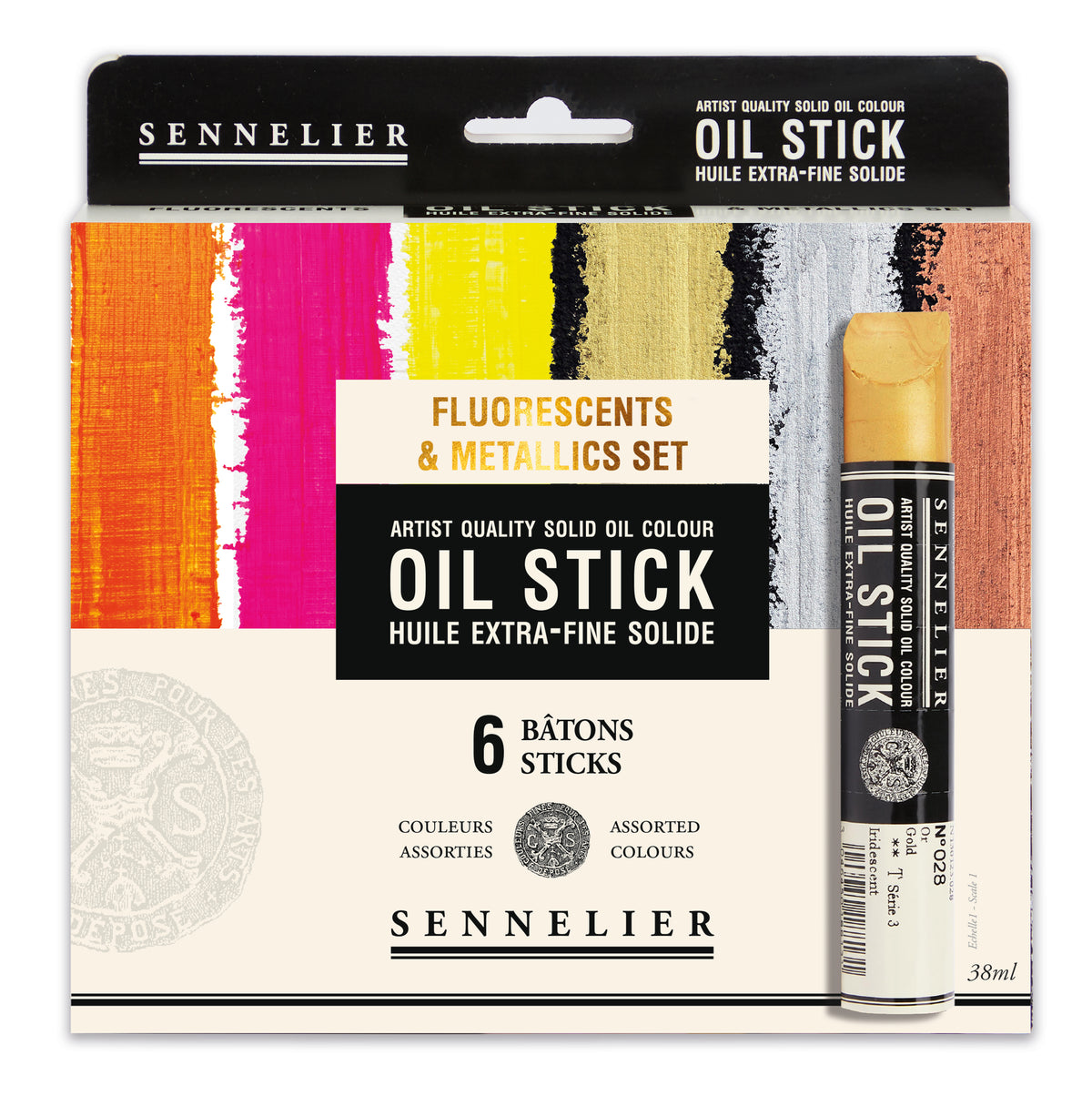 Sennelier Oil Stick Fluorescent & Metallic Set – 6 x 38ml