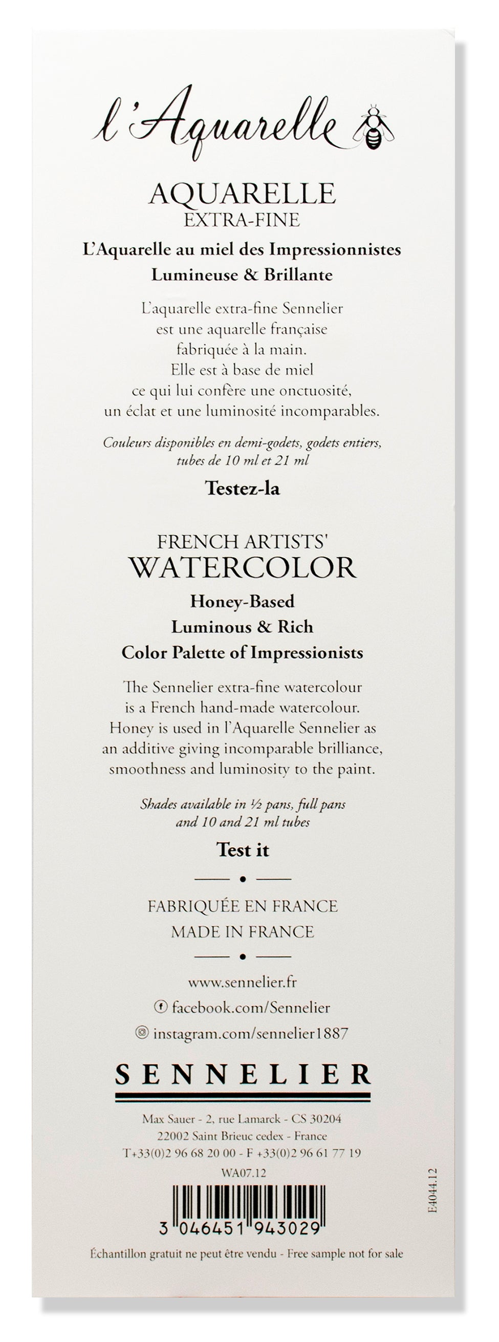 Sennelier Artist Watercolour Dot Card – 10 Colour Samples