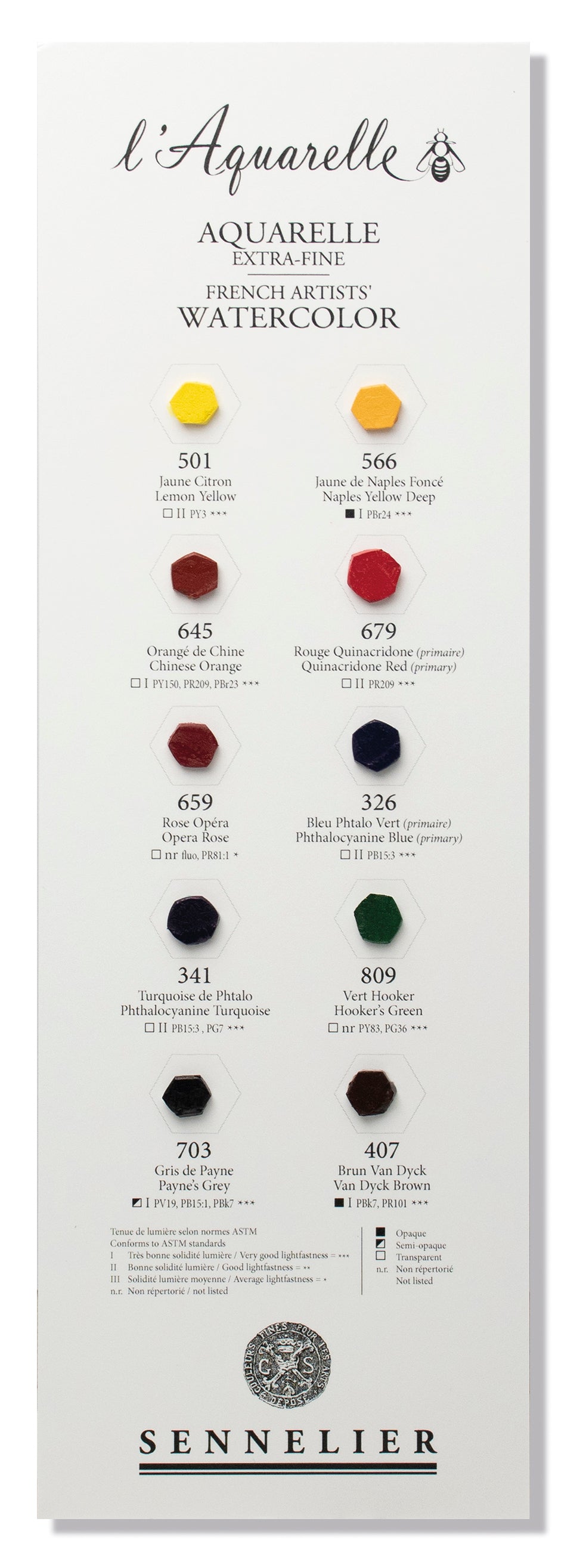 Sennelier Artist Watercolour Dot Card – 10 Colour Samples