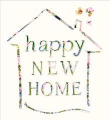 Floral House Outline Happy New Home Card