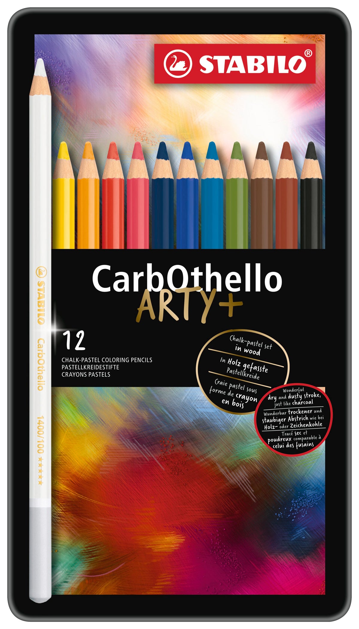 STABILO CarbOthello Pastel Pencils – Metal Tin of 12