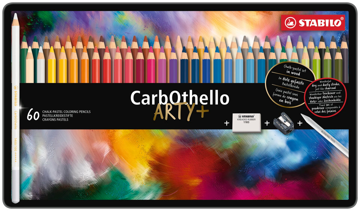 STABILO CarbOthello Pastel Pencils – Metal Tin of 60 with Accessories