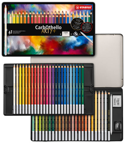 STABILO CarbOthello Pastel Pencils – Metal Tin of 48 with Accessories
