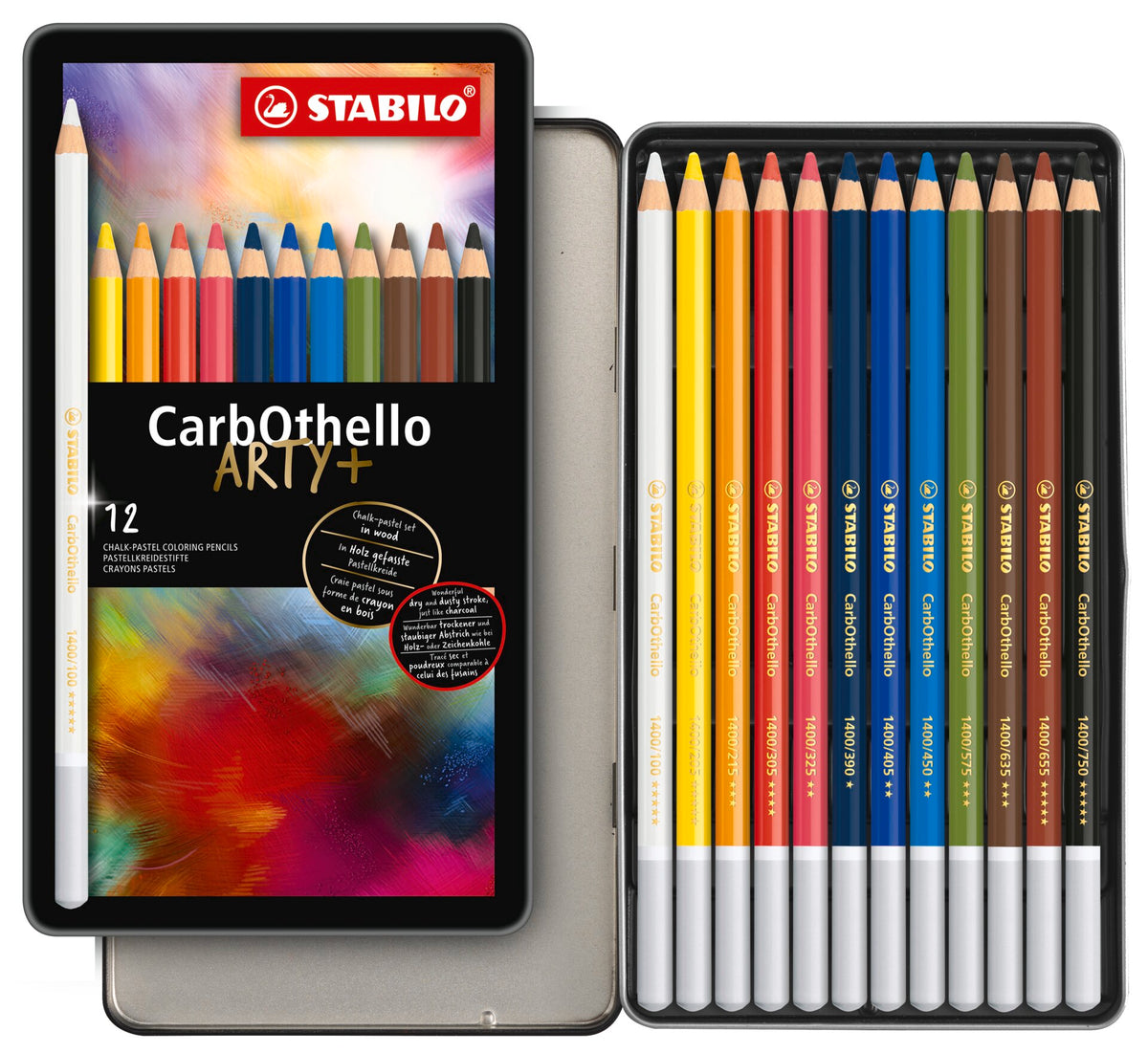 STABILO CarbOthello Pastel Pencils – Metal Tin of 12