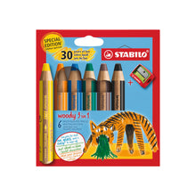 STABILO woody 3 in 1 Pencils – "Tiger" Wallet of 6 with Sharpener (30 Years Edition)