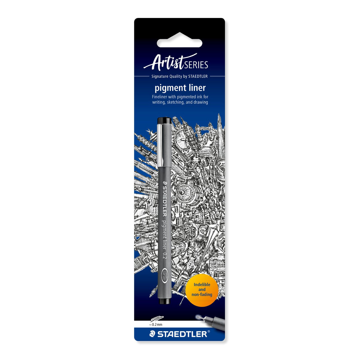 Staedtler Pigment Liner Fineliner 308 – 0.2 mm, Black (Blister Card)