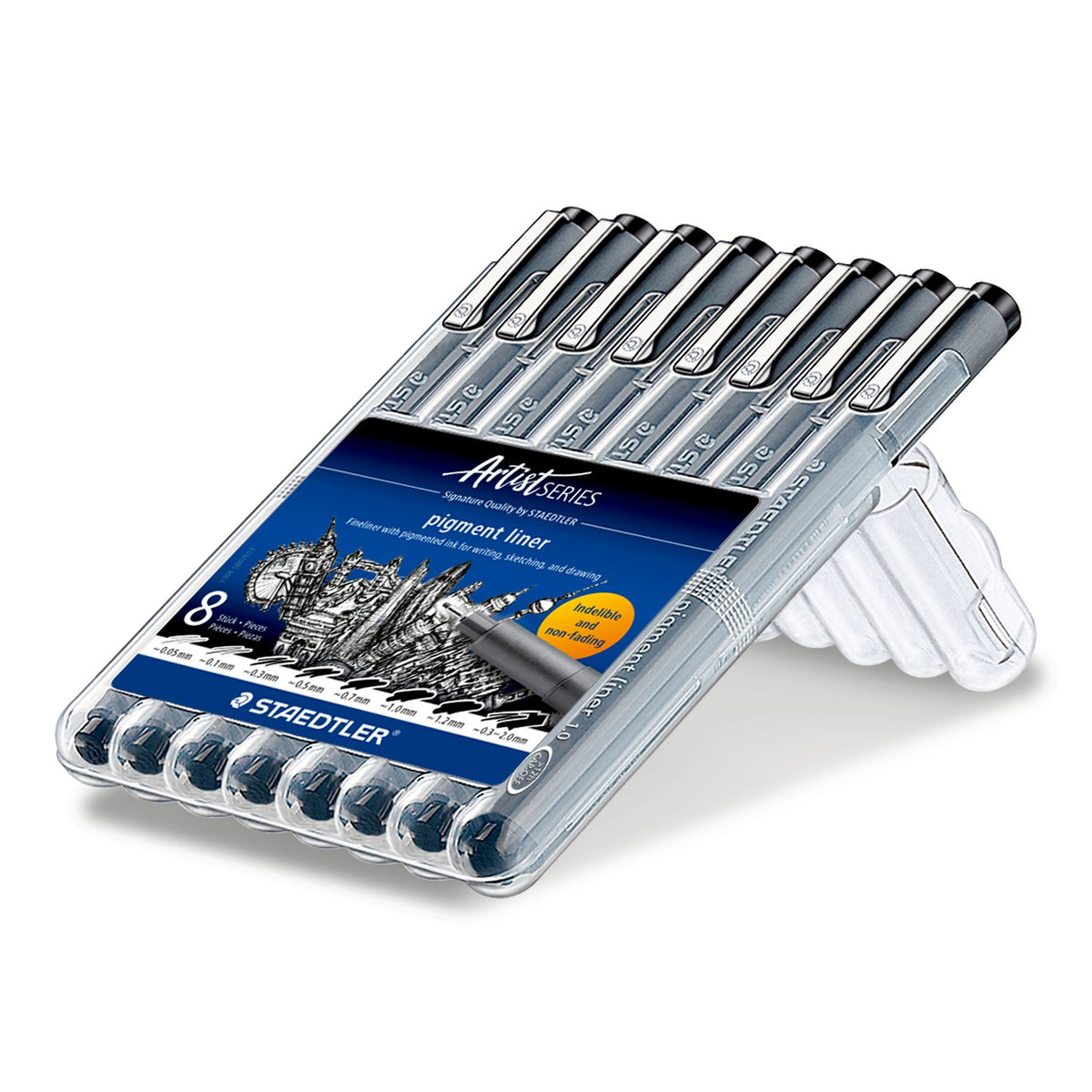 Staedtler Pigment Liner 308 – Box of 8 Assorted Line Widths, Black