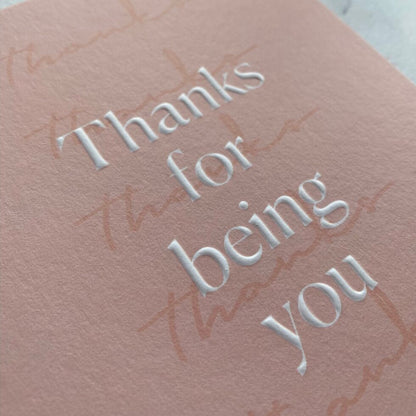 Type Dreams Thanks for Being You Greetings Card by Heyyy
