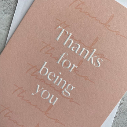 Type Dreams Thanks for Being You Greetings Card by Heyyy