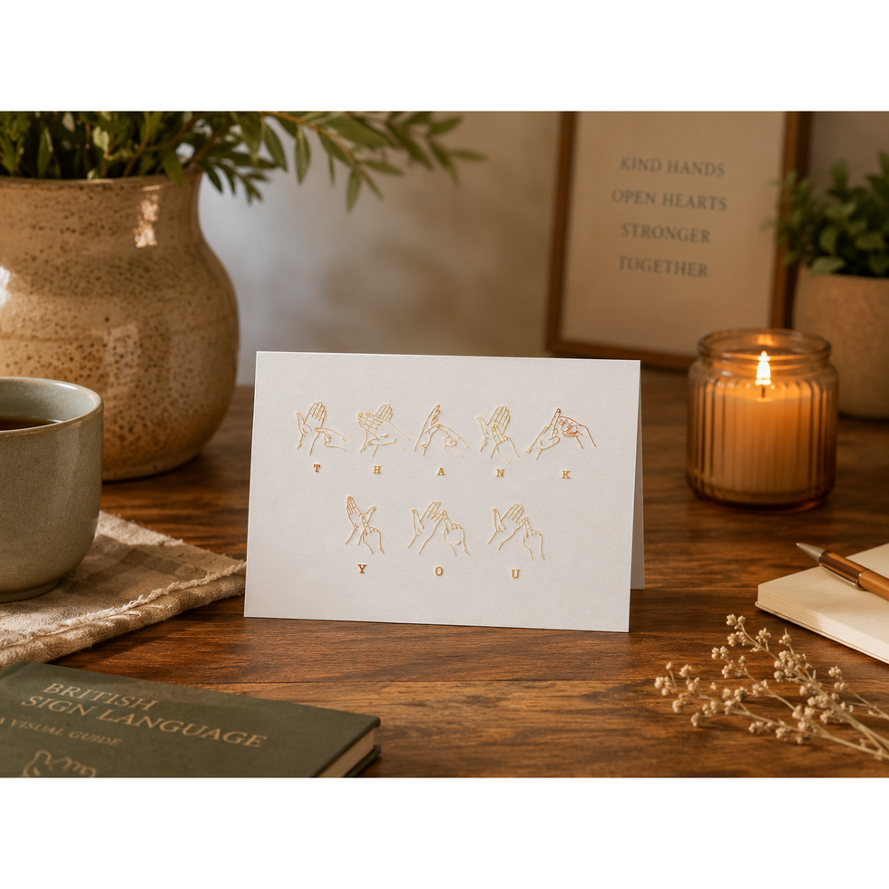 Two Finger Salute BSL Thank You Greetings Card by Heyyy