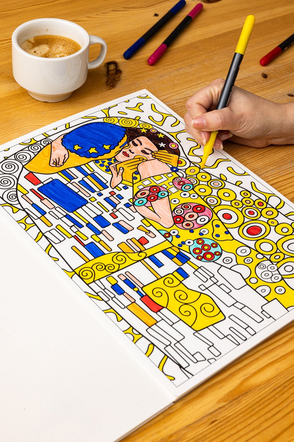 Masterpieces colouring book coloured example