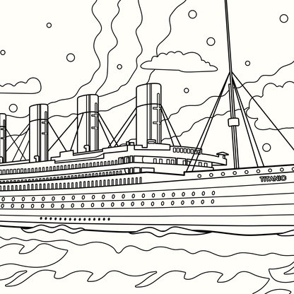 Titanic colouring book – detailed ship illustration