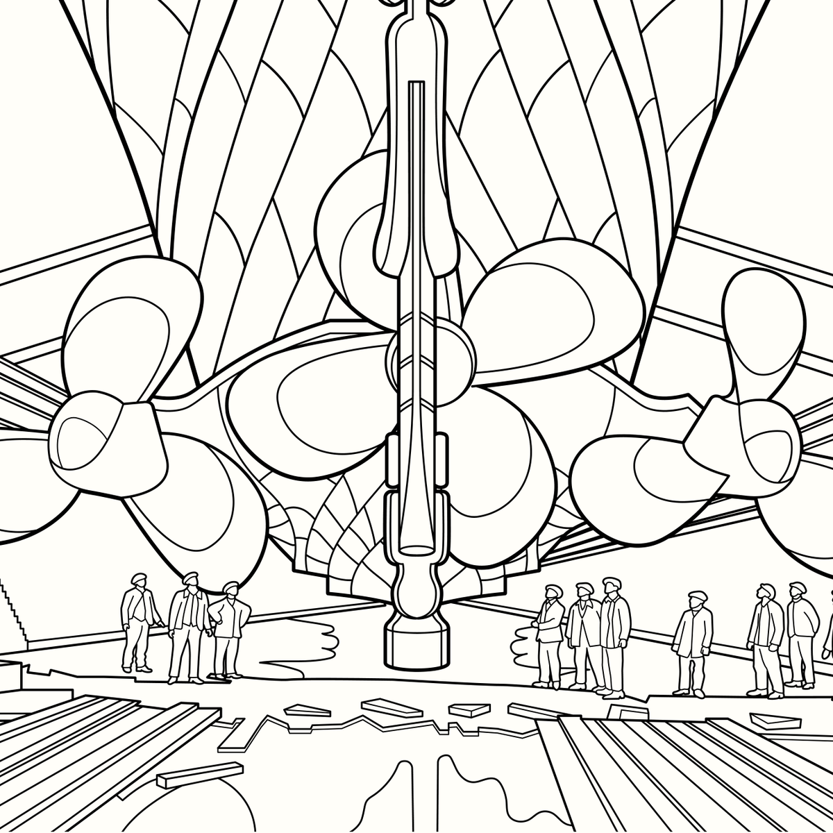 Titanic colouring book – coloured example page
