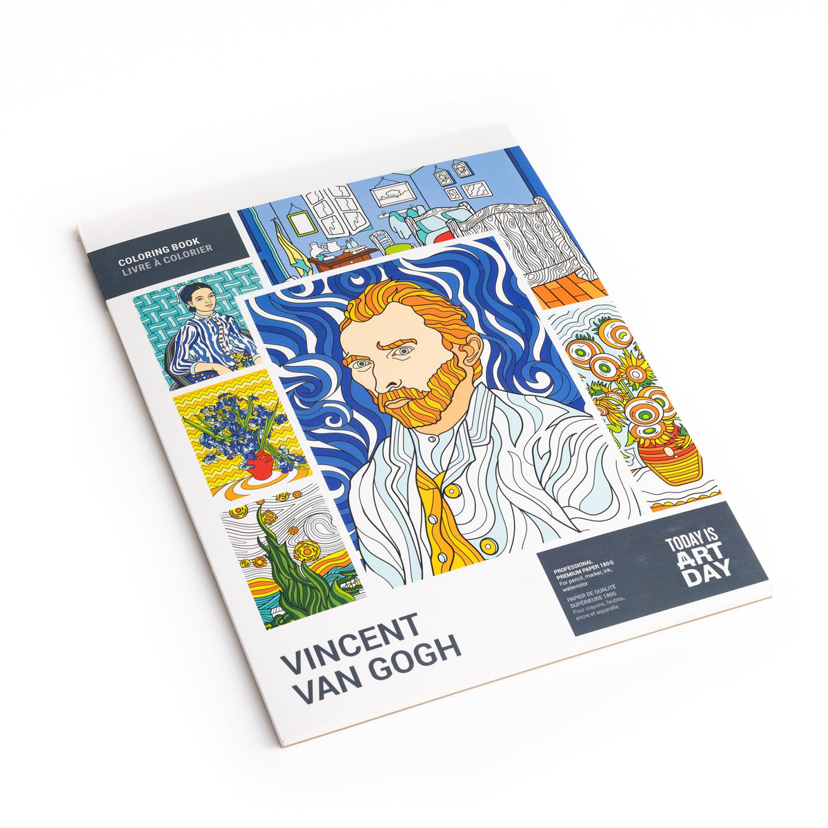 Vincent van Gogh colouring book cover and pages